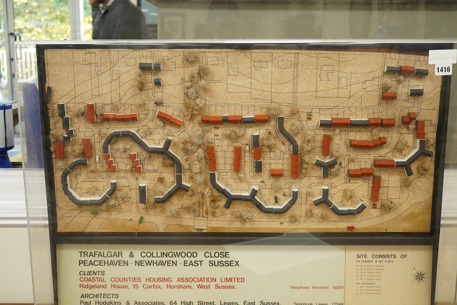A vintage architect's construction plan, Trafalgar & Collingwood Close, Peacehaven, Newhaven, East Sussex, 61 x 85cm